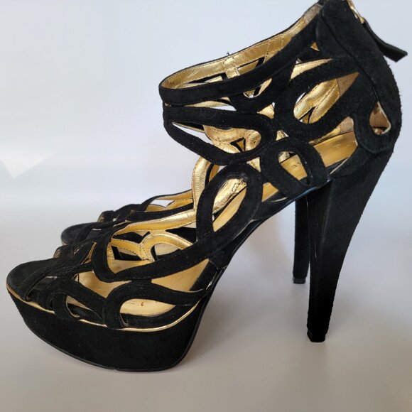 Nine West Platform Stiletto Heel – black suede 8M. - Picture 6 of 10